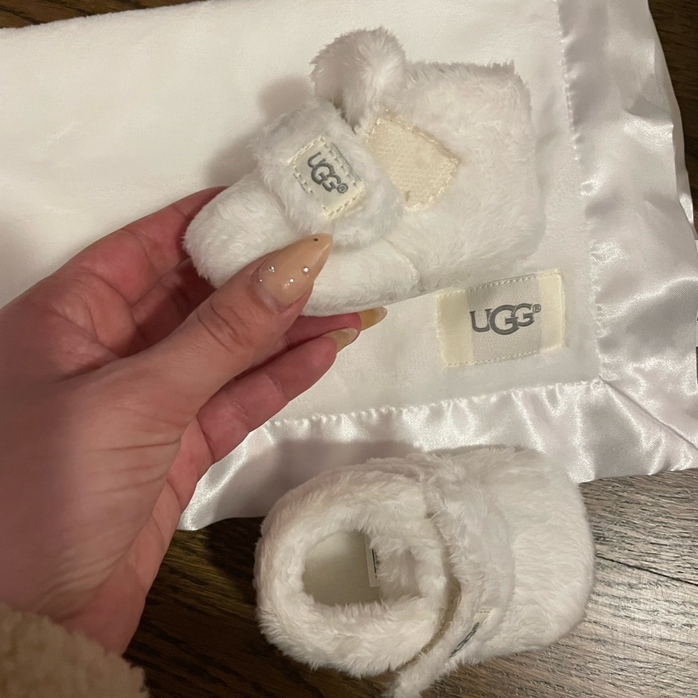 Infant Ugg booties and lovey